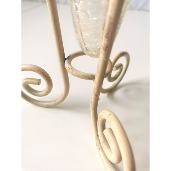 Crackle Glass Vase in a Metal Frame Vintage - Picture 7 of 7